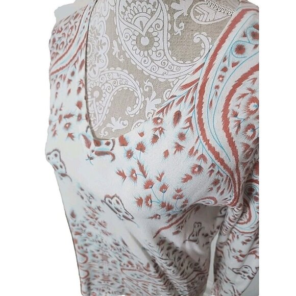 J. McLaughlin Sweater White Print Long Sleeve Vneck Floral Women's Small - Picture 2 of 10